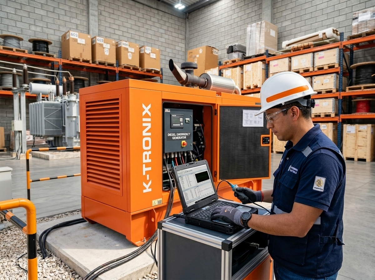 Ingeniero Especialista K-tronix en Pruebas de Planta de Emergencia Naranja